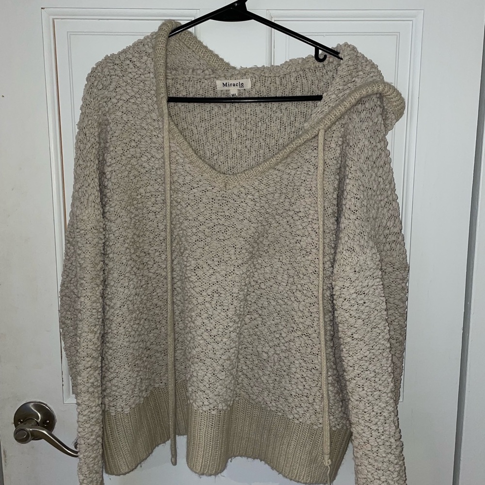 Miracle Women's Textured V-Neck Sweater - Cream